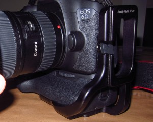 Side view of Canon 6D with RRS 5D MKII L bracket installed