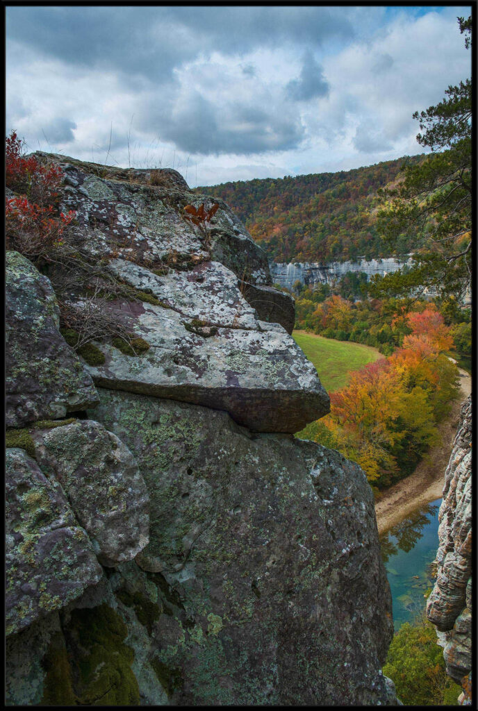 A view from the summit of Roark Bluff in Arkansas, featuring the keyhole.